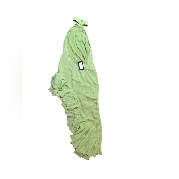 💚👗THE ANDAMANE Chiffon Silk Asymmetric Halter Dress Green NWT✨🌿 - Picture 5 of 7